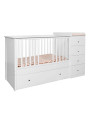 Culla 60x120 in legno per la cameretta dei bambini e neonati con cassettiera e fasciatoio Paso Doble by Bellamy