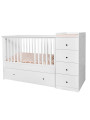 Culla 60x120 in legno per la cameretta dei bambini e neonati con cassettiera e fasciatoio Paso Doble by Bellamy