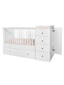 Culla 60x120 in legno per la cameretta dei bambini e neonati con cassettiera e fasciatoio Paso Doble by Bellamy
