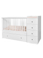 Culla 60x120 in legno per la cameretta dei bambini e neonati con cassettiera e fasciatoio Paso Doble by Bellamy