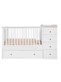 Culla 60x120 in legno per la cameretta dei bambini e neonati con cassettiera e fasciatoio Paso Doble by Bellamy