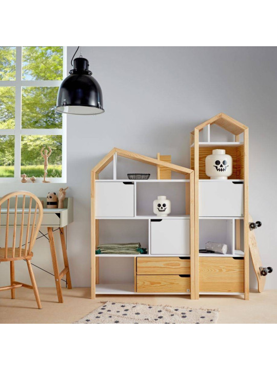 Libreria montessoriana per la cameretta dei Bambini a forma di casetta in legno Manhattan by BellAmy