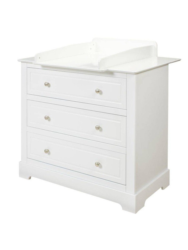 Cassettiera comò 3 cassetti per la cameretta di bambini e neonati in legno bianco stile classico mod. Marylou Bellamy