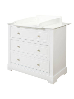 Cassettiera comò 3 cassetti per la cameretta di bambini e neonati in legno bianco stile classico mod. Marylou Bellamy
