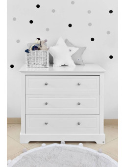 Chest of drawers 3 drawers for children's and baby's bedroom in white wood classic style mod. Marylou by Bellamy