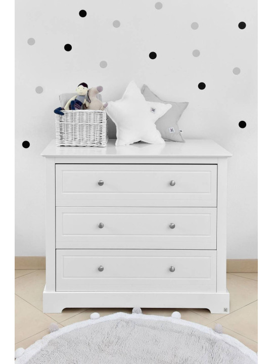 Chest of drawers 3 drawers for children's and baby's bedroom in white wood classic style mod. Marylou by Bellamy