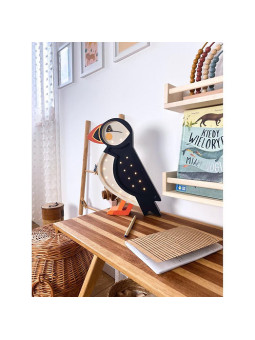 Lampada da notte per Bambini fatta a mano Pinguino in Legno - Peekaboo