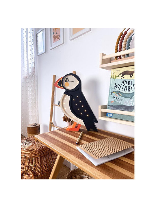 Lampada da notte per Bambini fatta a mano Pinguino in Legno - Peekaboo