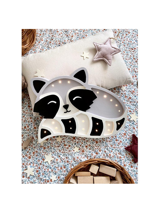 Lampada Notturna in Legno per Bambini Procione - Peekaboo