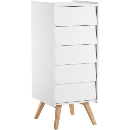Tall Dresser with 5-Drawers Vintage collection by VOX in white wood for Children's Bedroom