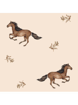 Wallpaper Horses Beige -...