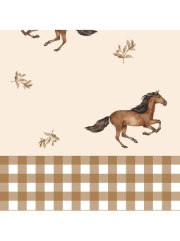 Wallpaper Horses And Check Brown - Dekornik