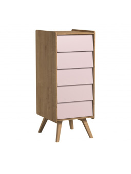 Cassettiera alta serie Vintage naturale / rosa - VOX