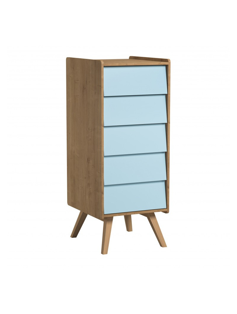 Tall Chest of Drawers Vintage natural / light blue - VOX