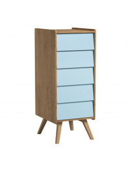 Tall Chest of Drawers Vintage natural / light blue - VOX