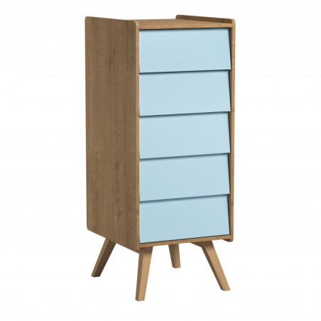 Tall Chest of Drawers Vintage natural / light blue - VOX