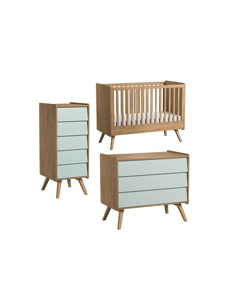 3 Piece Nursery Set with Cot 60x120 Vintage natural / green - VOX
