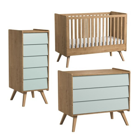 3 Piece Nursery Set with Cot 60x120 Vintage natural / green - VOX