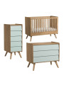 3 Piece Nursery Set with Cot 60x120 Vintage natural / green - VOX