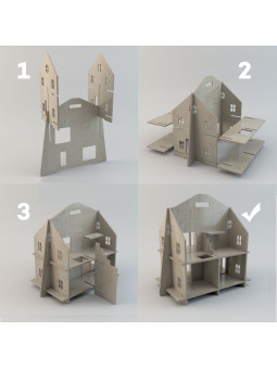 Casa delle Bambole in Legno Safe Plywood Dollhouse!