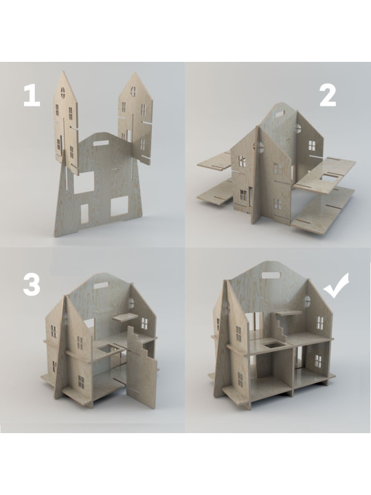 Casa delle Bambole in Legno Safe Plywood Dollhouse!