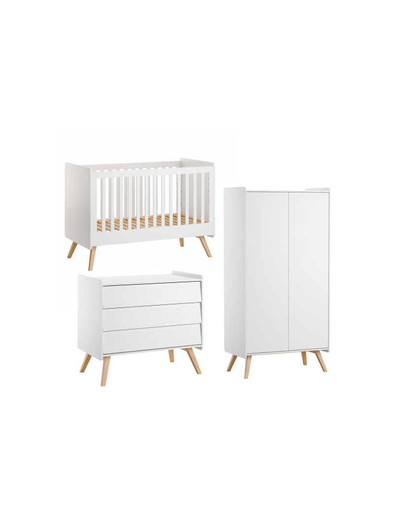3 Piece Nursery Set with Cot 60x120 Vintage white - VOX