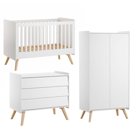 3 Piece Nursery Set with Cot 60x120 Vintage white - VOX