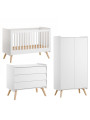 Cameretta completa 3 Pezzi con Culla 60x120 serie Vintage bianca - VOX
