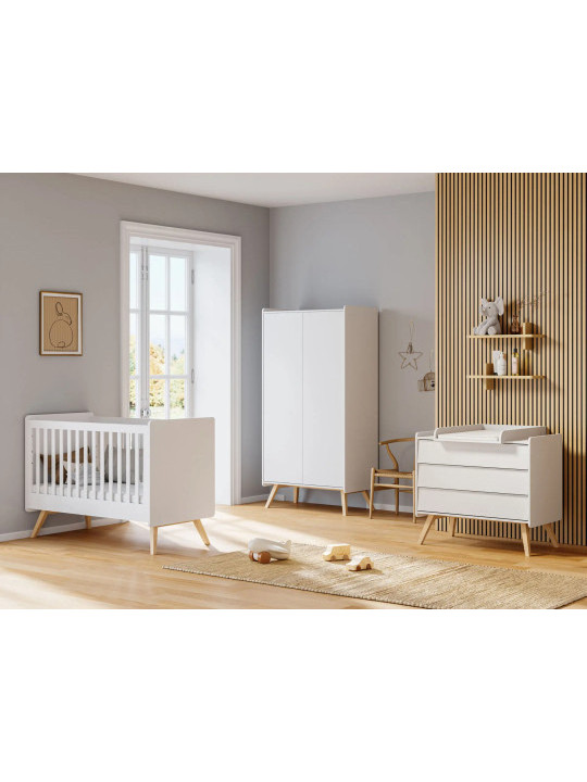 Cameretta completa 3 Pezzi con Culla 70x140 serie Vintage bianca - VOX