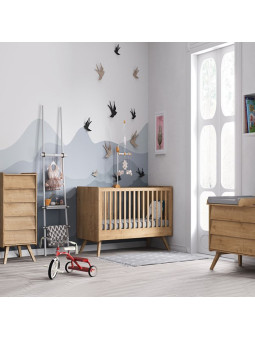 Cameretta completa 3 Pezzi con Culla 70x140 serie Vintage naturale - VOX