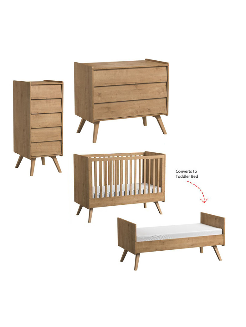 3 Piece Nursery Set with Cot 70x140 Vintage natural - VOX
