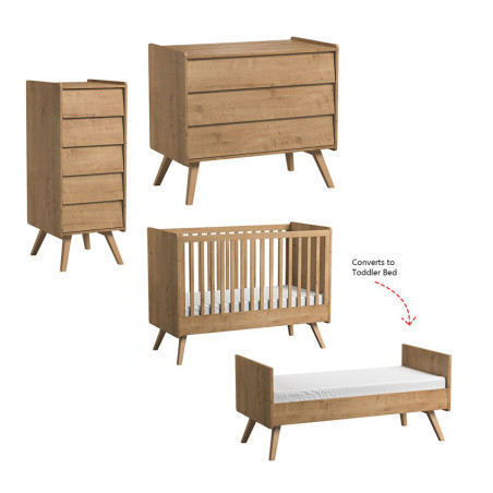 3 Piece Nursery Set with Cot 70x140 Vintage natural - VOX