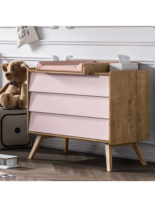 3 Piece Nursery Set with Cot 70x140 Vintage natural / pink - VOX