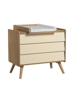 Cameretta completa 3 Pezzi con Culla 70x140 serie Vintage naturale / giallo - VOX