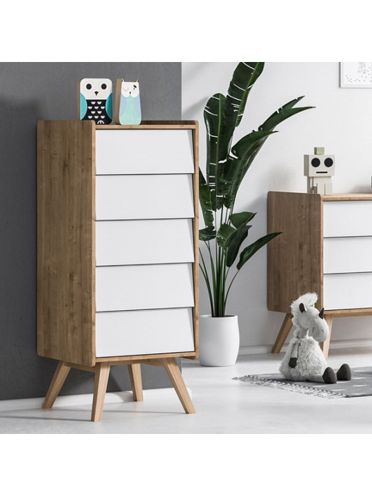 Cameretta completa 3 Pezzi con Culla 70x140 serie Vintage naturale / bianco - VOX