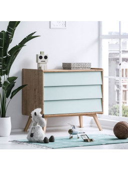 Cameretta completa 3 Pezzi con Culla 70x140 serie Vintage naturale / verde - VOX