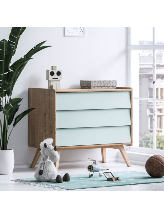Cameretta completa 3 Pezzi con Culla 70x140 serie Vintage naturale / verde - VOX