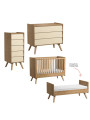 3 Piece Nursery Set with Cot 70x140 Vintage natural / yellow - VOX