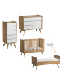 Cameretta completa 3 Pezzi con Culla 70x140 serie Vintage naturale / bianco - VOX