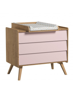 Cameretta completa 3 Pezzi con Culla 60x120 serie Vintage naturale / rosa - VOX