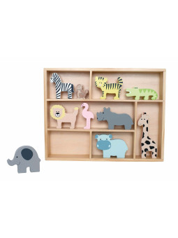 Wooden Shelf for Children with Safari Animals