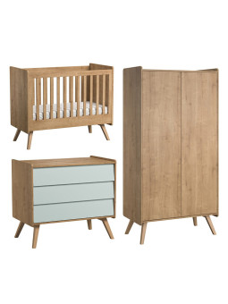 3 Piece Nursery Set with Cot 60x120 Vintage natural / green - VOX
