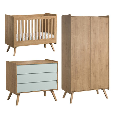 3 Piece Nursery Set with Cot 60x120 Vintage natural / green - VOX