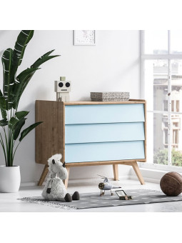 Cameretta completa 3 Pezzi con Culla 60x120 serie Vintage naturale / azzurro - VOX