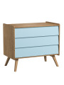 Cameretta completa 3 Pezzi con Culla 60x120 serie Vintage naturale / azzurro - VOX