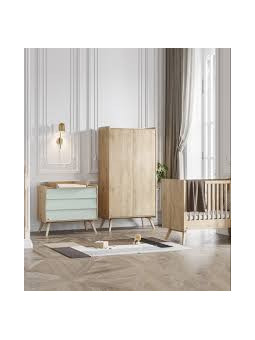 Cameretta Completa 3 Pezzi con Culla 70x140 serie Vintage Verde - VOX