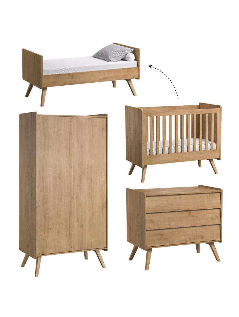3 Piece Nursery Set with Cot 70x140 Vintage natural - VOX