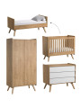 Cameretta completa 3 Pezzi con Culla 70x140 serie Vintage naturale / bianco - VOX