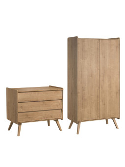Set Armadio e Cassettiera naturale serie Vintage - VOX