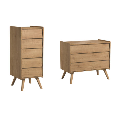 Set 2 Cassettiere naturale serie Vintage - VOX
